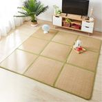 Doğal Rattan Yer Paspası Kaymaz 59,9 cm x 59,9 cm Nefes Alan Halısı, Saklama Çantalı, Oturma Odası Uyku ve Emekleme Aktiviteleri için İdealdir.