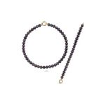 Doğal Siyah İnci Kolye Bileklik İkili Set (Rose)