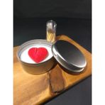 Doğal Soya Wax Dekoratif Teneke Mum (Kalp) - 8 - Beyaz - Kırmızı