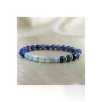 DOĞAL TAŞ CENNETİ 123ANKACEN1095 Lapis Akuamarin Altın Kaplama Bileklik