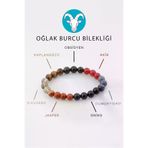 DOĞAL TAŞ CENNETİ 123ANKACEN801 Oğlak Burcu Taşlarından Oluşan Doğal Taş Bileklik 8 Mm Küre Kesim - Burç Bilekliği