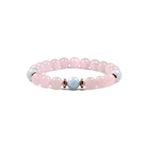 DOĞAL TAŞ CENNETİ Akuamarin - Pembe Kuvars Doğal Taş Bileklik 8 Mm