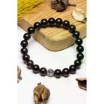 DOĞAL TAŞ CENNETİ DTŞCNT056 Sertifikalı Aaa+ Kalite Shungite - Şungit Taşı Bileklik - Gümüş Aparatlı