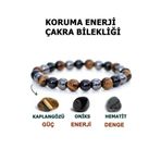 DOĞAL TAŞ CENNETİ Koruma Enerji Çakra Bilekliği Kaplan Gözü Güç Onix Enerji Hematit Denge