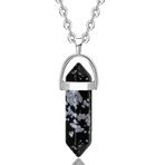 DOĞAL TAŞ CENNETİ Sertifikalı Doğal Karlı Obsidyen Taşı Kolye