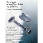Doğal Taş Masaj Seti, Terahertz Roller ve Gua Sha, Gri Renk