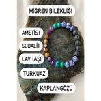 Doğal Taş Migren Bilekliği ( Ametist - Sodalit - Lav Taşı- Turkuaz - Kaplangözü )