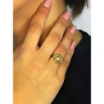 Doğal Taş Pembe Kuvars Taşlı Antik Model Kadın Ayarlanabillir Yüzük euy82pk