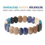 Doğal Taş Rolex Bileklik Apatit, Lapis, Jasper, Biyotit, Sitrin, Fosil Mercan