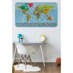 Doğal Tercih Dünya Haritası Eğitici Öğretici Ülke Bayraklı Türkçe Harita Çocuk Odası Genç Odası Duvar Sticker - 100 x 65 cm