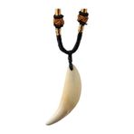 Doğal Tibet 3-4cm Kurt Dişi Kolye Beyaz Ayarlı Kordon İp 2 Boncuk