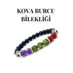 Doğaltaş - Kova Burcu Bileklik - Ametist - Yeşim Taşı - Akik - Kristal Kuvars - Doğaltaş Bileklik Çok Renkli