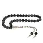 Doğaltaş Metal Püsküllü Obsidyen Taşı Tesbih SL2127