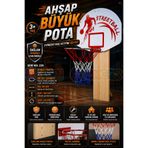 Doğan Oyuncak Dünyası Ahşap Büyük Pota - Basketbol Maçı - Basketbol Oyuncak - Basket Oyunu - Büyük Pota Seti - Pota Oyunca