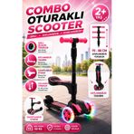 Doğan Oyuncak Dünyası Oturaklı Mavi Pembe Işıklı 3 Tekerlekli Katlanabilir Scooter - Scooter - Çocuk Scooter