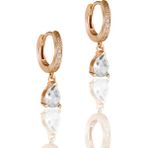 Doğan Silver Gümüş Rose Zirkon Taşlı Damla Model Trend Halka Küpe DGN21187 - Beyaz