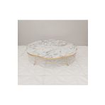 DOGANDEKOR 90 Cm Beyaz Mermer Desenli Yer Sofrası