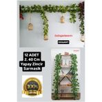 Dogant 12 Adet Yeşil Yapay Zincir Bitki, 2.40 cm, Demir Boru Tavan Duvar Gizleme