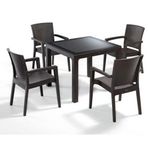 Dogant 90x90 Camlı Sandalye 4 Rattan Sandalye Masa Takım