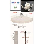 Dogant Havuz Bahçe Balkon Plaj 2 Mt 10 Telli Polyester Krem Şemsiye + Çanta + Kazık +Askı
