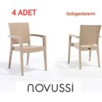 Dogant Novussi Paris Capicinno Koltuk Rattan 4 Adet Bahçe Balkon Sandalyesi - Krem