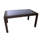 Dogant Rattan 90x150 Kahverengi Camlı Balkon Bahçe Masası