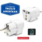 Dogant Universal Çevirici Priz Amerikan Ingiliz Fiş Dönüştürücü Türk Tipe Fişe Çeviren Adaptör Başlık - Beyaz