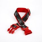 Doggie 3 cm x 36-60 cm Kırmızı Köpek Desenli Dokuma Köpek Boyun Tasması