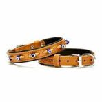 Doggie Konforlu El Yapımı Nazar Boncuklu Kahverengi 2x35-40 cm Köpek Boyun Tasması