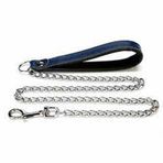 Doggie M 3x110 cm Mavi Comfort Deri İnce Zincirli Gezdirme