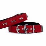 Doggie M 3x42-50 cm Kırmızı Comfort Metal Kemik İşlemeli Köpek Boyun Tasması