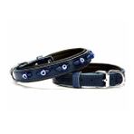 Doggie Mavi 2x35 40 cm Comfort Deri Nazar Boncuklu Köpek Medium Boyun Tasması