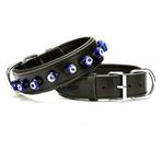 Doggie SBT4023 Siyah 4x52-65 cm Comfort Nazar Deri Boncuklu Köpek Boyun Tasması
