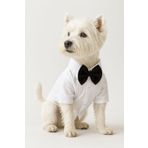 DOGİ&DOG Küçük Irk %100 Pamuk Yazlık Papyonlu Beyaz Köpek Gömleği Kedi Gömleği Köpek Kıyafeti(1-10KG)