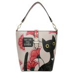 Dogo Black Cats Bring Luck Tasarım Kadın Vegan Deri Çok Renkli El Çantası