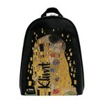 Dogo Gustav Klimt The Kiss Muse Tasarım Kadın Vegan Deri Siyah Sırt Çantası