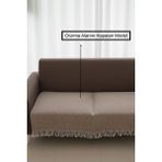 Dogo Home Naturalux Pamuklu Bohem Koltuk Oturma Yerini Kapatan Çekyat Berjer Örtüsü Şalı | 100X210 Kahverengi - 100 x 200 cm