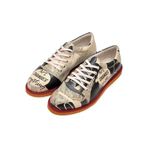 Dogo Kadın Vegan Deri Bej Sleeping Cats Tasarım Sneakers