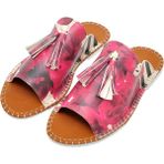 Dogo Vegan Deri Pembe Flowers On My Shoes Tasarım Kadın Terlik
