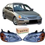 Doğru Ticaret Auto Parts Honda Civic Depo Ön Far Sağ+Sol Takımı 2002-2005 Model Uyumlu