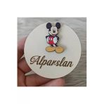 Doğrukan Hediyelik Mickey Mouse Figürlü Ahşap Yenidoğan Doğum Günü Hediyelik Magnet(20 Adet)