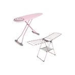 Doğrular-Perilla Perilla Premium Ütü Masası - Mandal Sepetli Kurutmalık-pembe Set