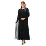 DOĞU KADIN BÜYÜK BEDEN ŞİFON TAŞ DETAYLI ANNE ABİYE ELBİSE SİYAH