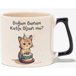 Doğum Günü Hediyelik Baskılı Siyah Kulplu Modern Seramik Kupa