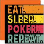 Doğum Günü Kartı Onun için Komik - Yemek, Uyku, Poker, Tekrarla - Kart Oyunu için Mutlu Doğum Günü Kartları Texas Holdem Lovers Hediyeleri, 13,7 x 13,7 cm Doğum Günü Tebrik Kartları Çocuklar veya