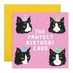 Doğum Günü Kartı – "The Pawfect Card" – Sevimli ve İlginç Smokin Kedi Tasarımı – Kedi Severler, Onun, Arkadaşlar, Anne, Baba, Teyze, Amca, Büyükanne, Büyükanne, Büyükbaba, Komşular için Hediyeler
