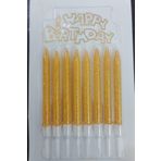 Doğum Günü Mumları, Doğum Günü Partisi Pasta Süslemeleri Için 8 Li Simli Gold Pasta Mumları, 78785400107