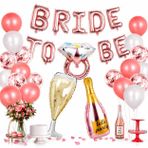 Doğum Günü Süsleme Seti, Lacivert ve Gümüş, Folyo Balon, Lateks Balon, Konfeti Balon, Happy Birthday Yazısı, Folyo Perde, 50 Parça (Pink gold yüzük temali, Bride to be)