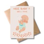 Doğum kartı "Nice Baby – Well Done" – doğum için komik tebrik kartı | 5 yıldızlı bebek değerlendirmesi | yeni anne babalar için orijinal katlanır kart | DIN A6, zarf dahil