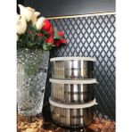 Doğuş Pazar 3 Lü Paslanmaz Çelik Saklama Kabı 14 cm - Metal